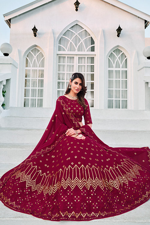 Deep Pink Bridesmaid Bollywood Style Wholesale Party Wear Lehenga Choli ClothsVilla.com
