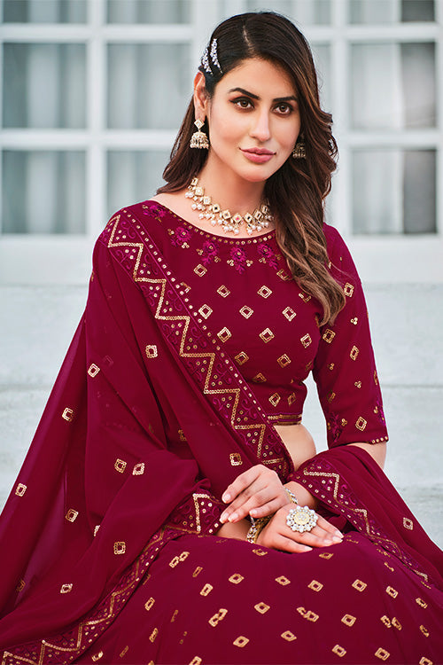 Deep Pink Bridesmaid Bollywood Style Wholesale Party Wear Lehenga Choli ClothsVilla.com