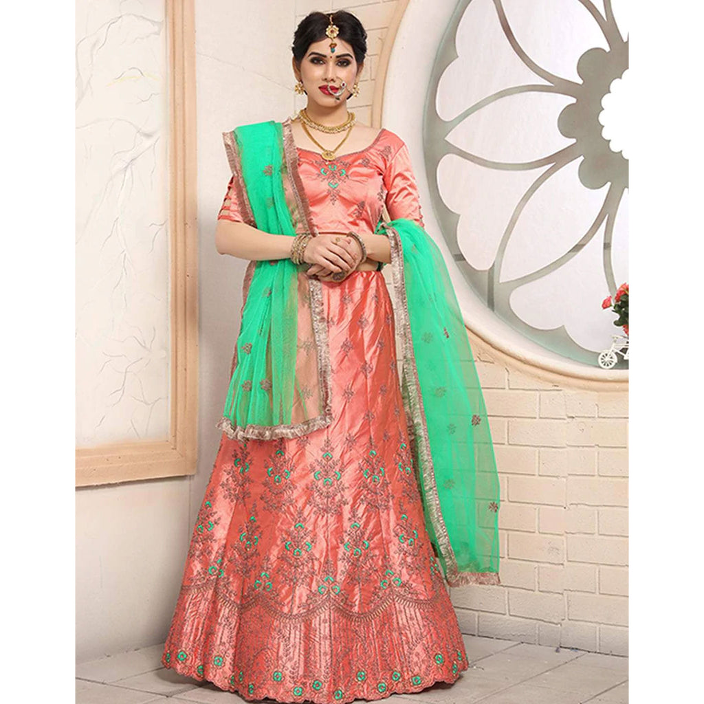 Pure Satin Lehenga choli and heavy Embroidery Zari Work ClothsVilla
