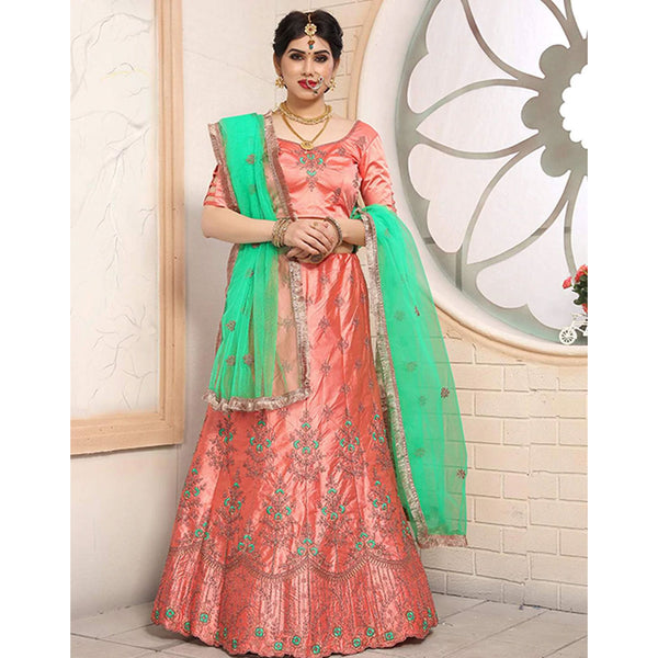 Pure Satin Lehenga choli and heavy Embroidery Zari Work ClothsVilla
