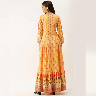 Yellow Color Gown in Soft Cotton for Haldi Ceremony ClothsVilla