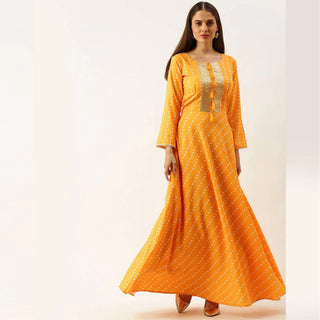 Yellow Color Heavy maslin Gown ClothsVilla