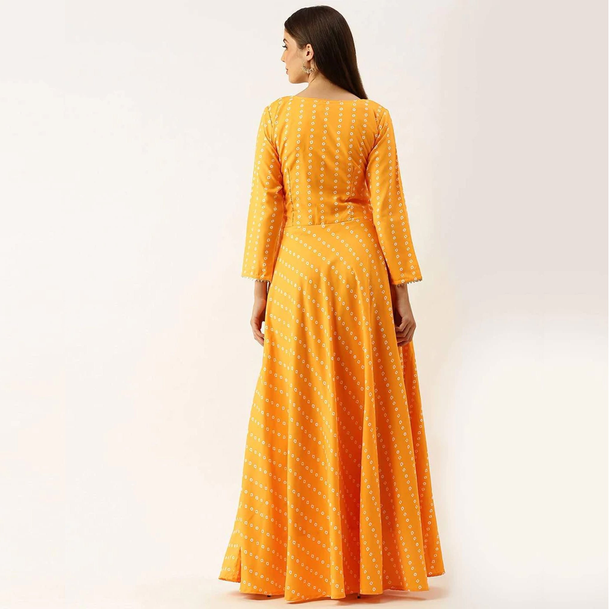 Yellow Color Heavy maslin Gown ClothsVilla