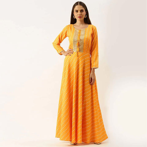 Yellow Color Heavy maslin Gown ClothsVilla Main image