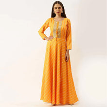 Load image into Gallery viewer, Yellow Color Heavy maslin Gown ClothsVilla