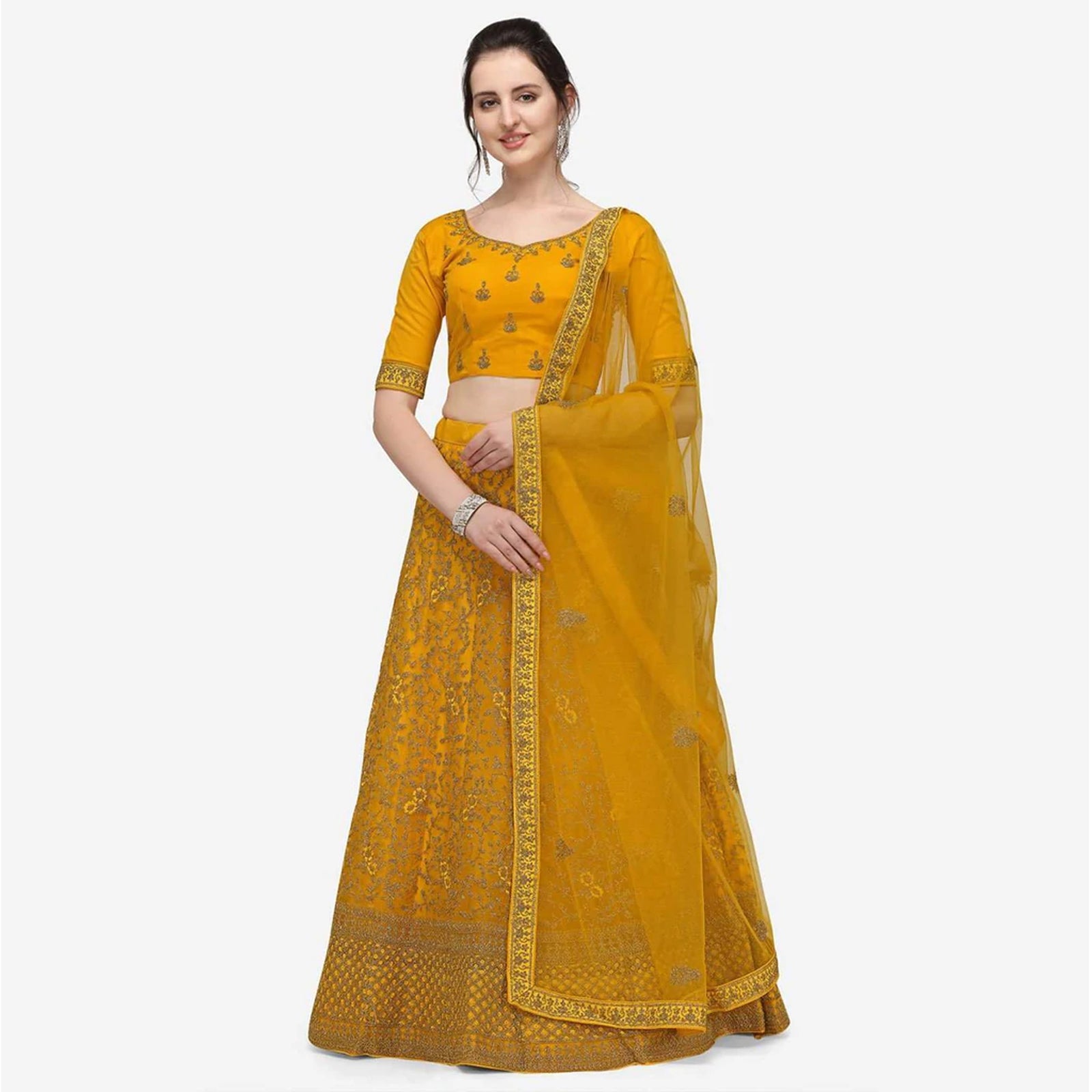 Yellow Color Lehenga Choli with Heavy Embroidery Work ClothsVilla
