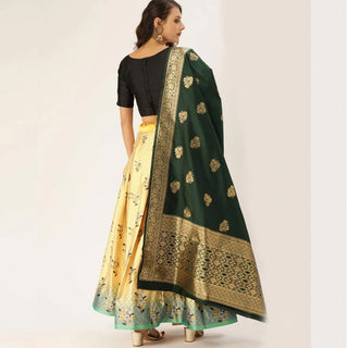 Yellow Color Satin Lehenga with Banarasi Silk Dupatta ClothsVilla