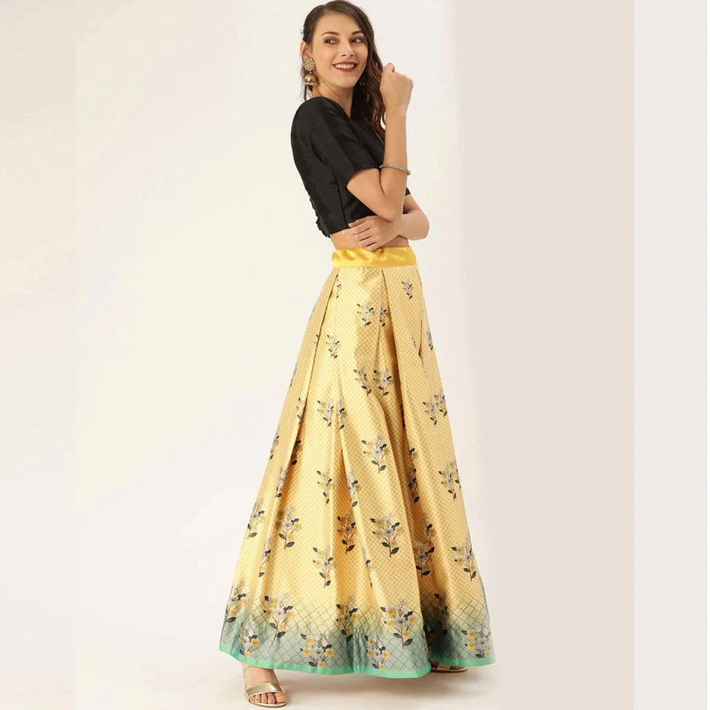 Yellow Color Satin Lehenga with Banarasi Silk Dupatta ClothsVilla