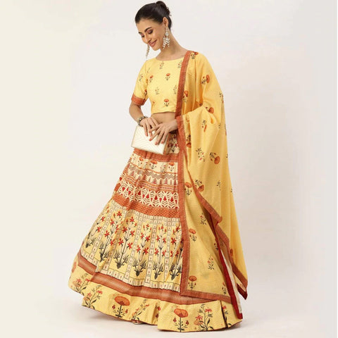 Yellow Color Vaishali Silk Lehenga Choli with Maslin Silk Dupatta ClothsVilla Main image