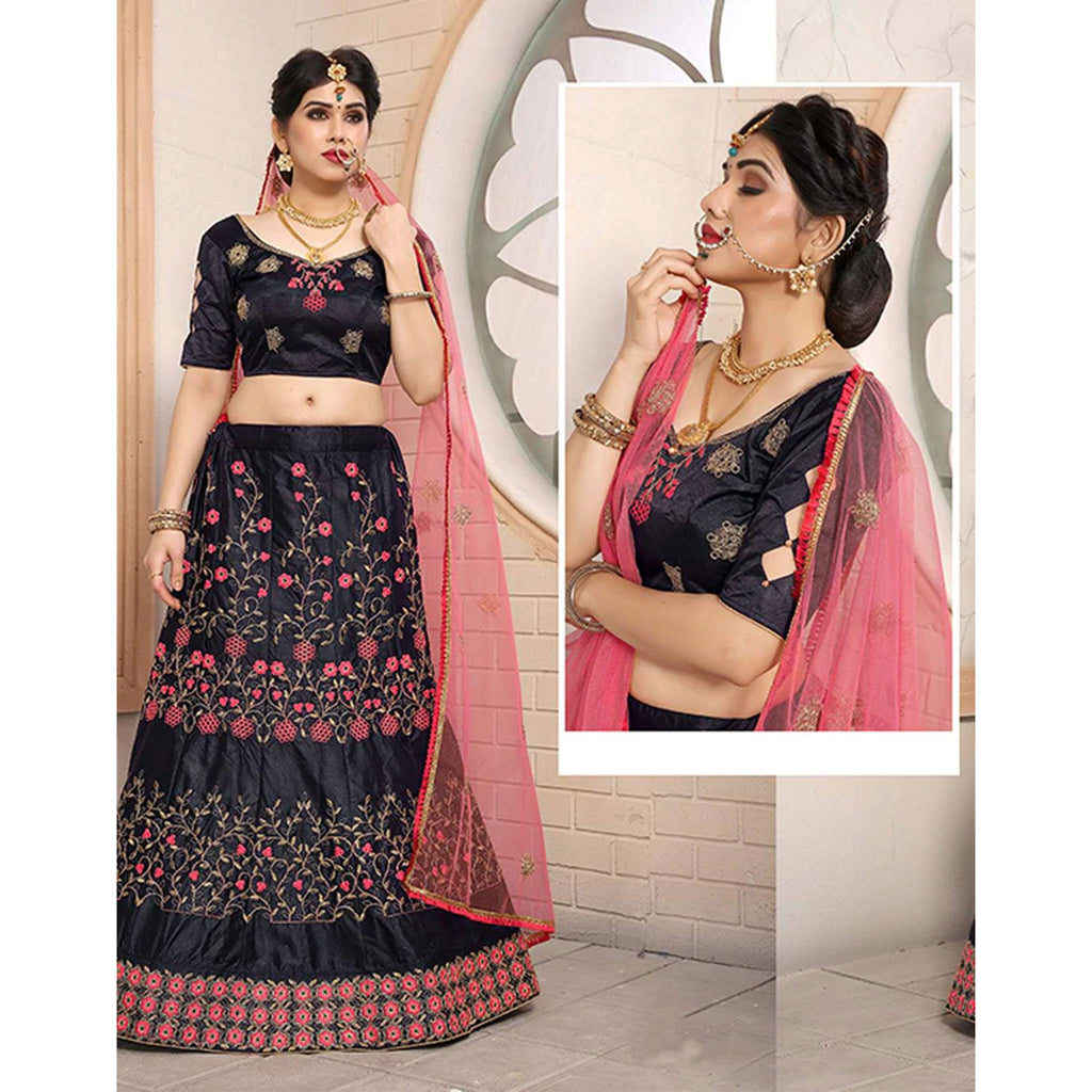 Pure Satin Lehenga choli and heavy Embroidery Zari Work ClothsVilla