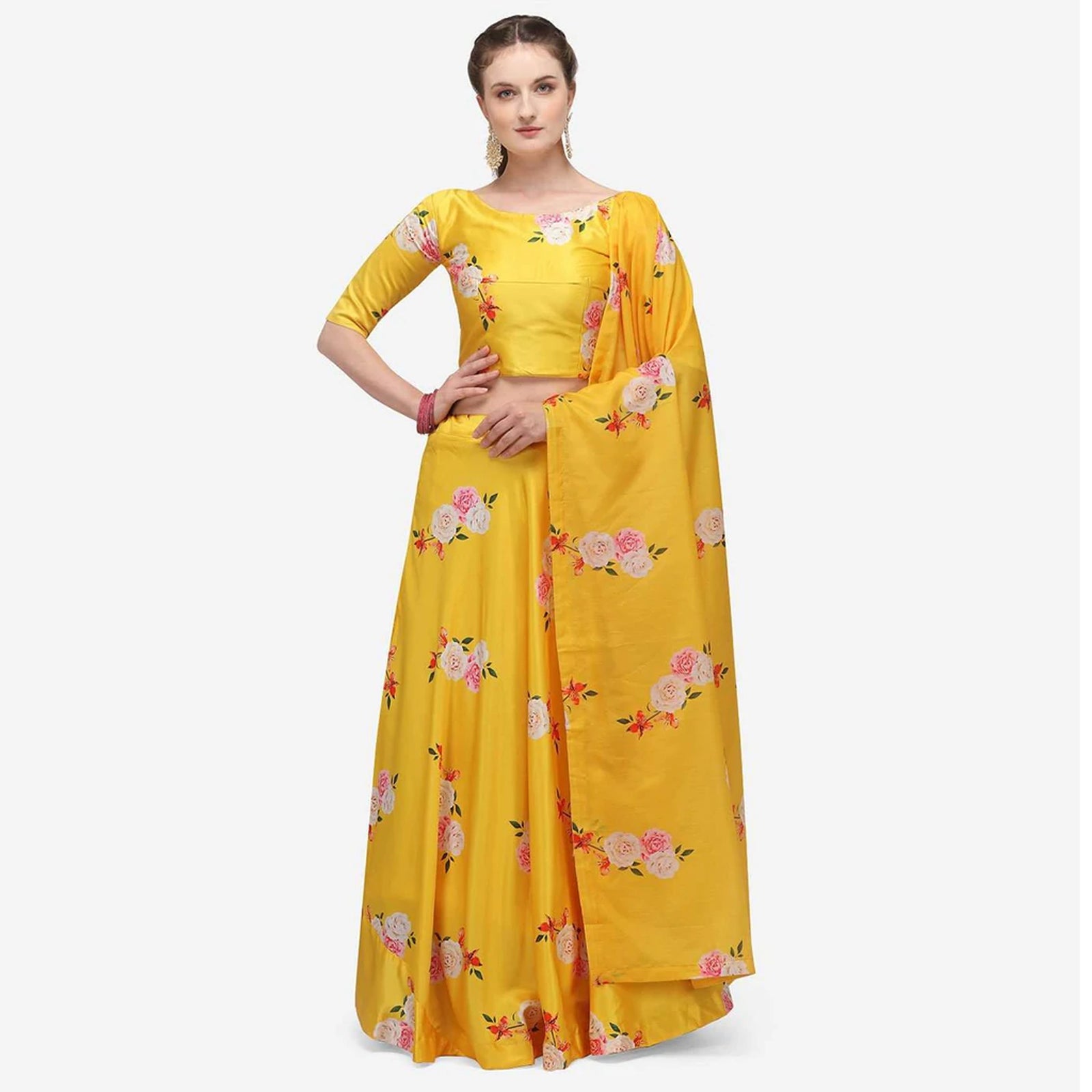 Yellow Colored Printed Lehenga Choli ClothsVilla