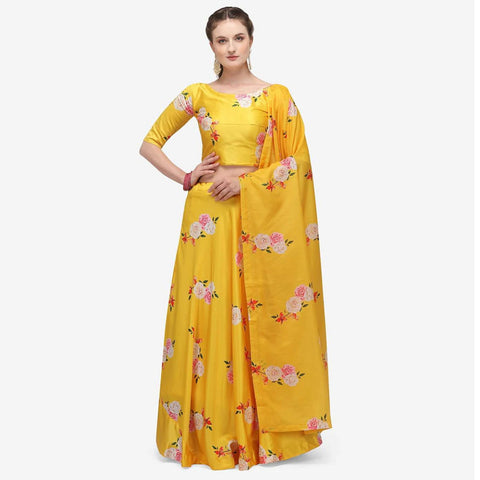 Yellow Colored Printed Lehenga Choli ClothsVilla Main image