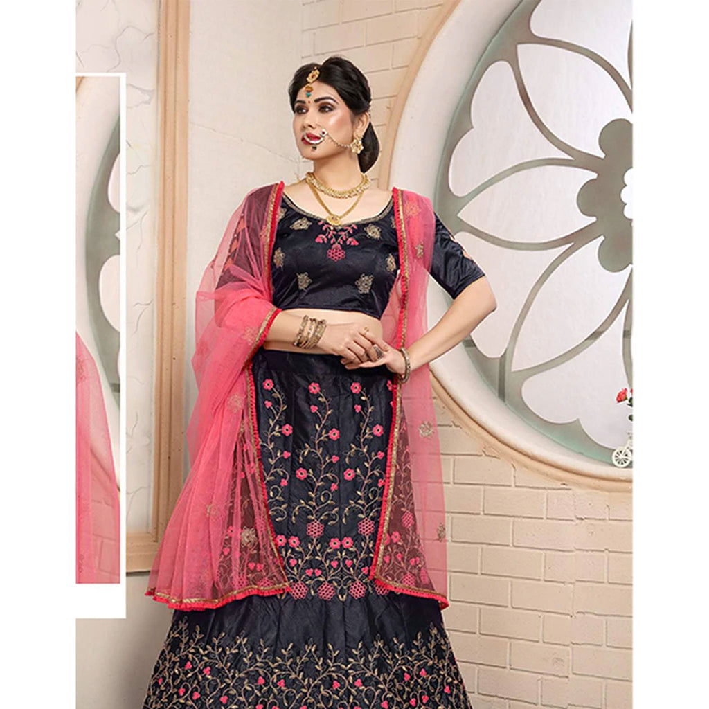 Pure Satin Lehenga choli and heavy Embroidery Zari Work ClothsVilla