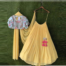 Load image into Gallery viewer, Yellow Designer Lehenga Choli in Georgette Fabrics for Party - Wedding ClothsVilla