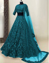 Load image into Gallery viewer, Lehenga Choli in Blue Color with Silk and Embroidery Work ClothsVilla