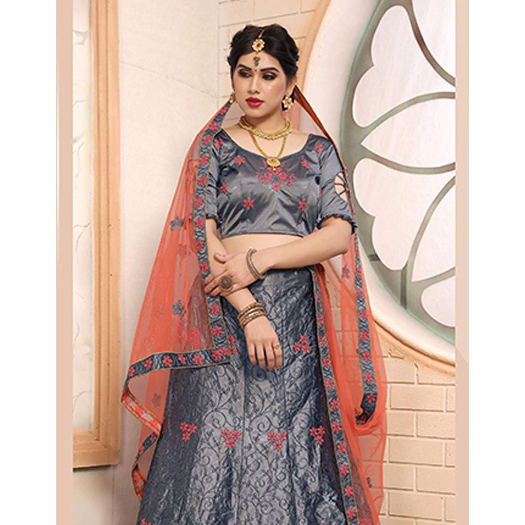 Pure Satin Lehenga choli and heavy Embroidery Zari Work ClothsVilla
