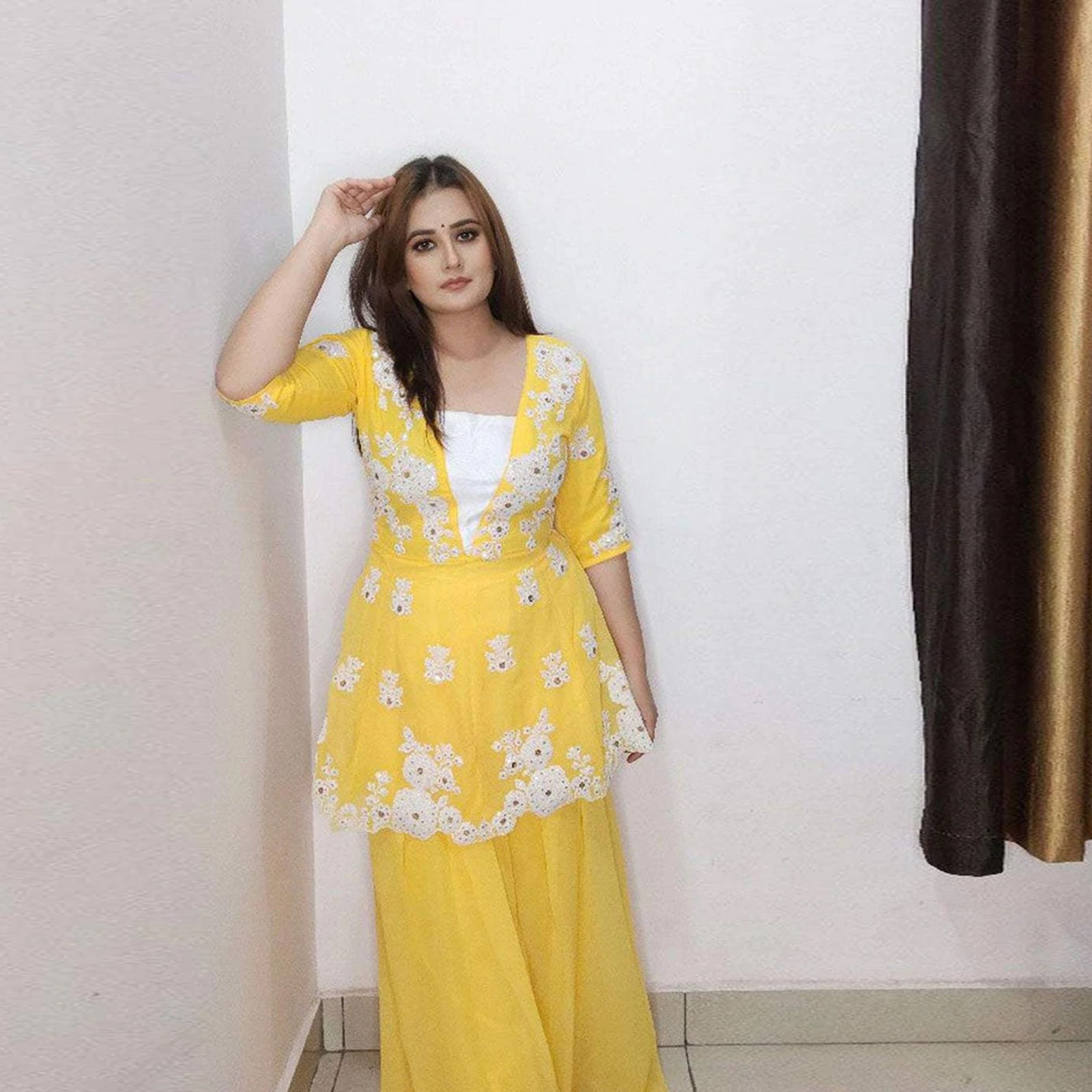 Yellow Lehenga Choli In Georgette with Heavy Embroidery Work ClothsVilla