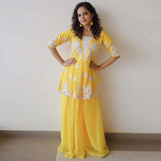 Yellow Lehenga Choli In Georgette with Heavy Embroidery Work ClothsVilla