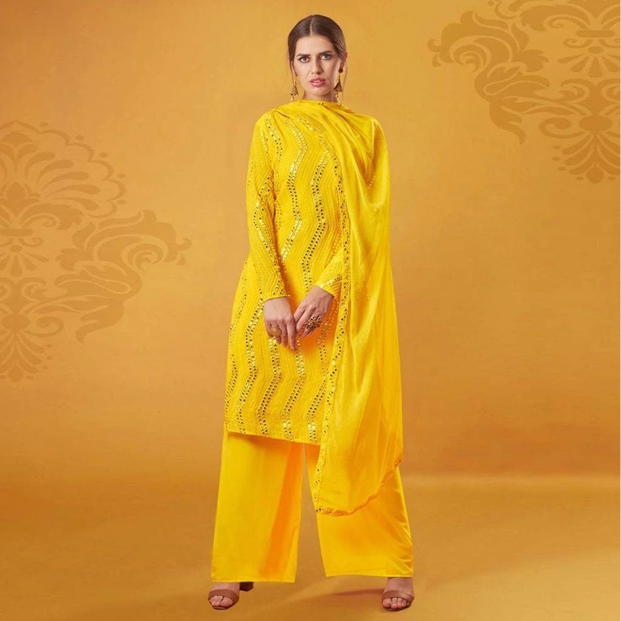 Yellow Salwar Suit In Georgette with Heavy Embroidery Work Secondary image