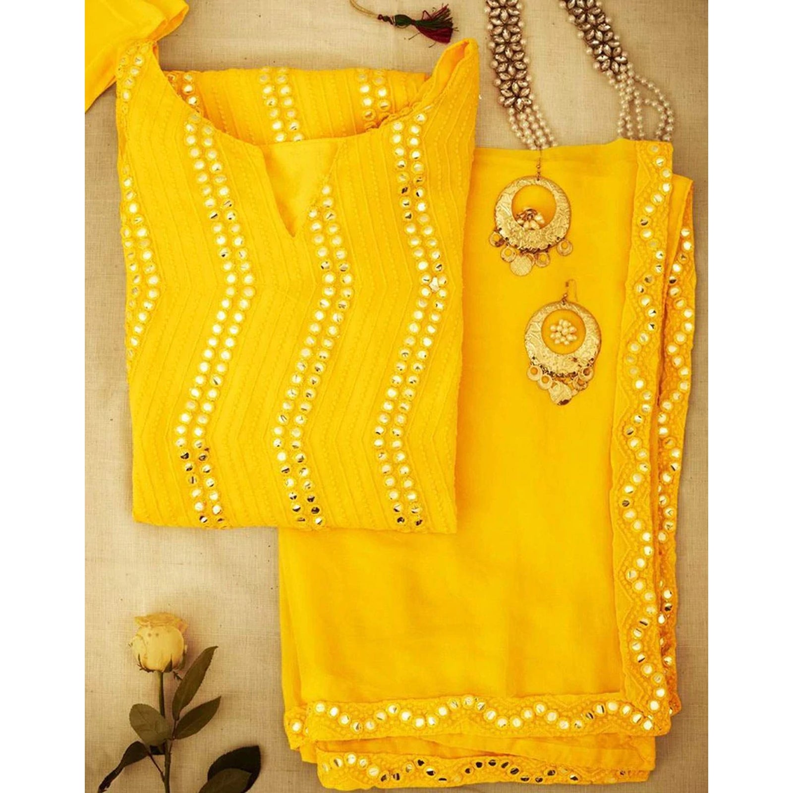 Yellow Salwar Suit In Georgette with Heavy Embroidery Work ClothsVilla