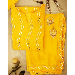 Yellow Salwar Suit In Georgette with Heavy Embroidery Work ClothsVilla