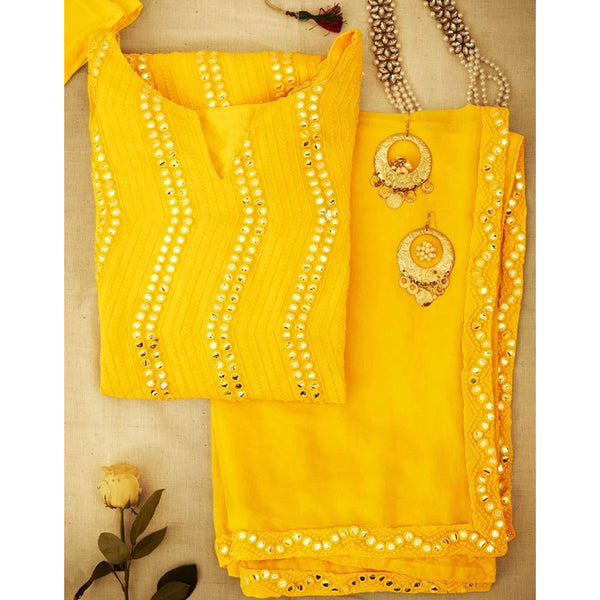 Yellow Salwar Suit In Georgette with Heavy Embroidery Work ClothsVilla