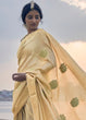 Load image into Gallery viewer, Saffron Yellow Linen Silk Saree with Zari Woven Butti overall Clothsvilla