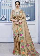 Load image into Gallery viewer, Cedar Brown and Golden Blend Silk Saree with Floral Woven Border and Pallu Clothsvilla