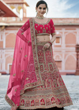 Load image into Gallery viewer, Cerise Pink Velvet Lehenga Choli Having Heavy Embroidery &amp; Hand work: Bridal Edition Clothsvilla