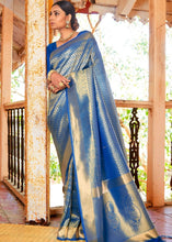 Load image into Gallery viewer, Sapphire Blue Woven Kanjivaram Saree:Limited Edition Clothsvilla