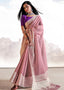 Light Lilac Purple Soft Linen Silk Saree with Lucknowi work and Sequence Blouse Clothsvilla