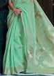 Load image into Gallery viewer, Fern Green Zari Woven Linen Silk Saree Clothsvilla