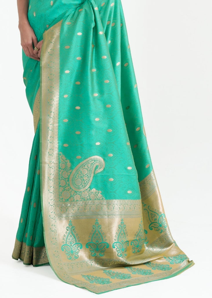 Jade Green Woven Kanjivaram Silk Saree Clothsvilla