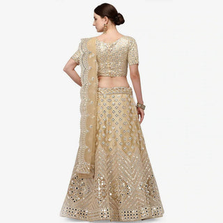 All Gold Soft Heavy Net Lehenga Choli with Foil Mirror and Resham Thread Work ClothsVilla