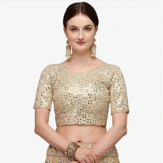 All Gold Soft Heavy Net Lehenga Choli with Foil Mirror and Resham Thread Work ClothsVilla
