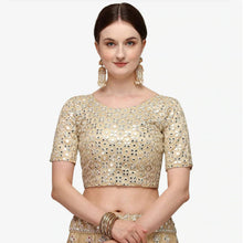 Load image into Gallery viewer, All Gold Soft Heavy Net Lehenga Choli with Foil Mirror and Resham Thread Work ClothsVilla