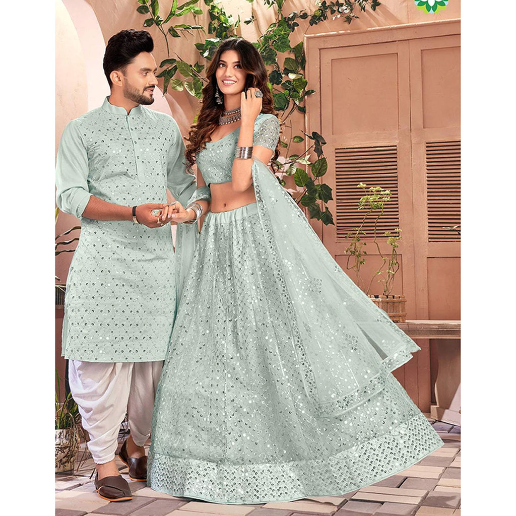 Soft Net Couple Set with Heavy work and soft net Dupatta ClothsVilla