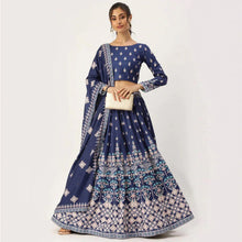 Load image into Gallery viewer, Blue Colored Vaishali Silk Lehenga with Maslin Silk Dupatta ClothsVilla