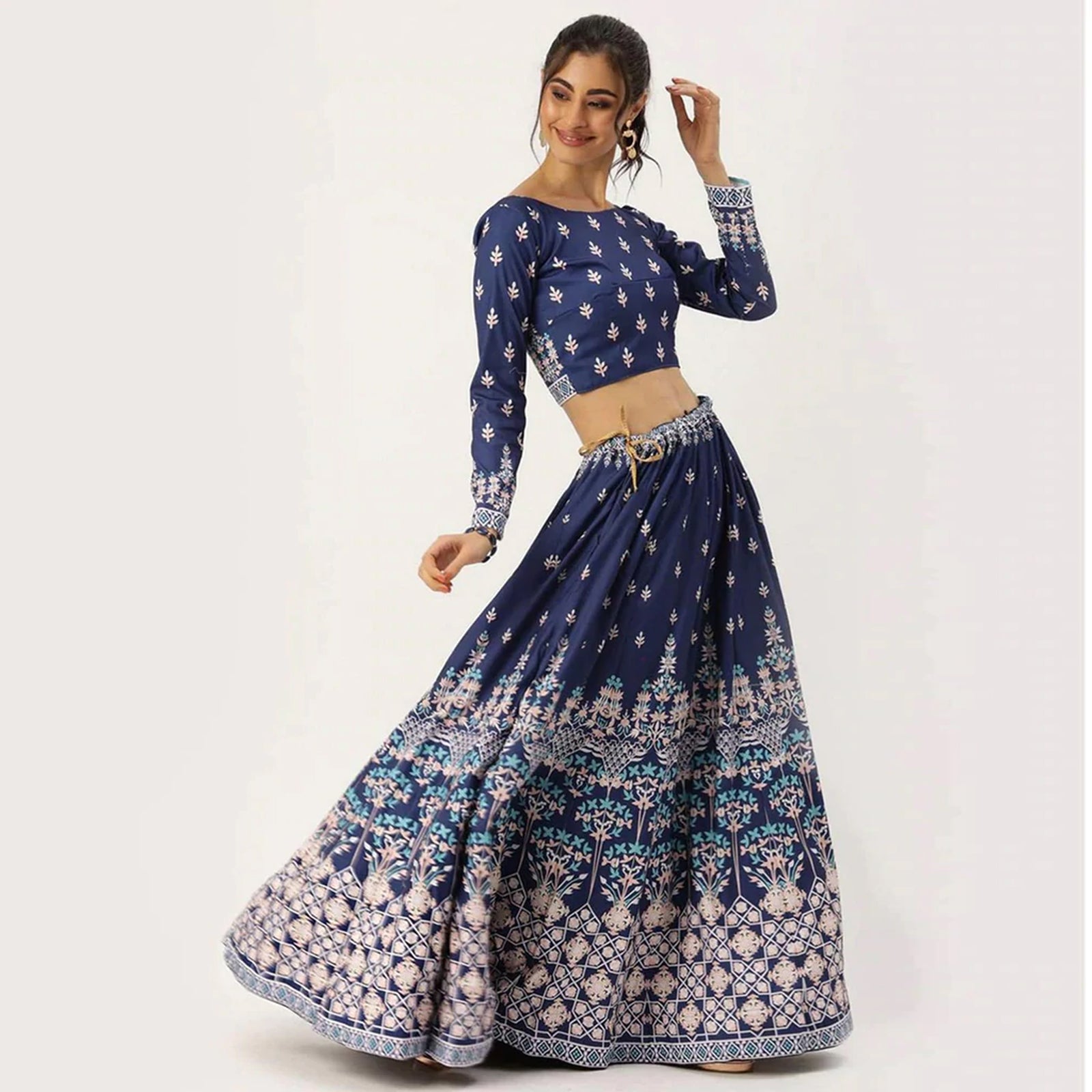 Blue Colored Vaishali Silk Lehenga with Maslin Silk Dupatta ClothsVilla