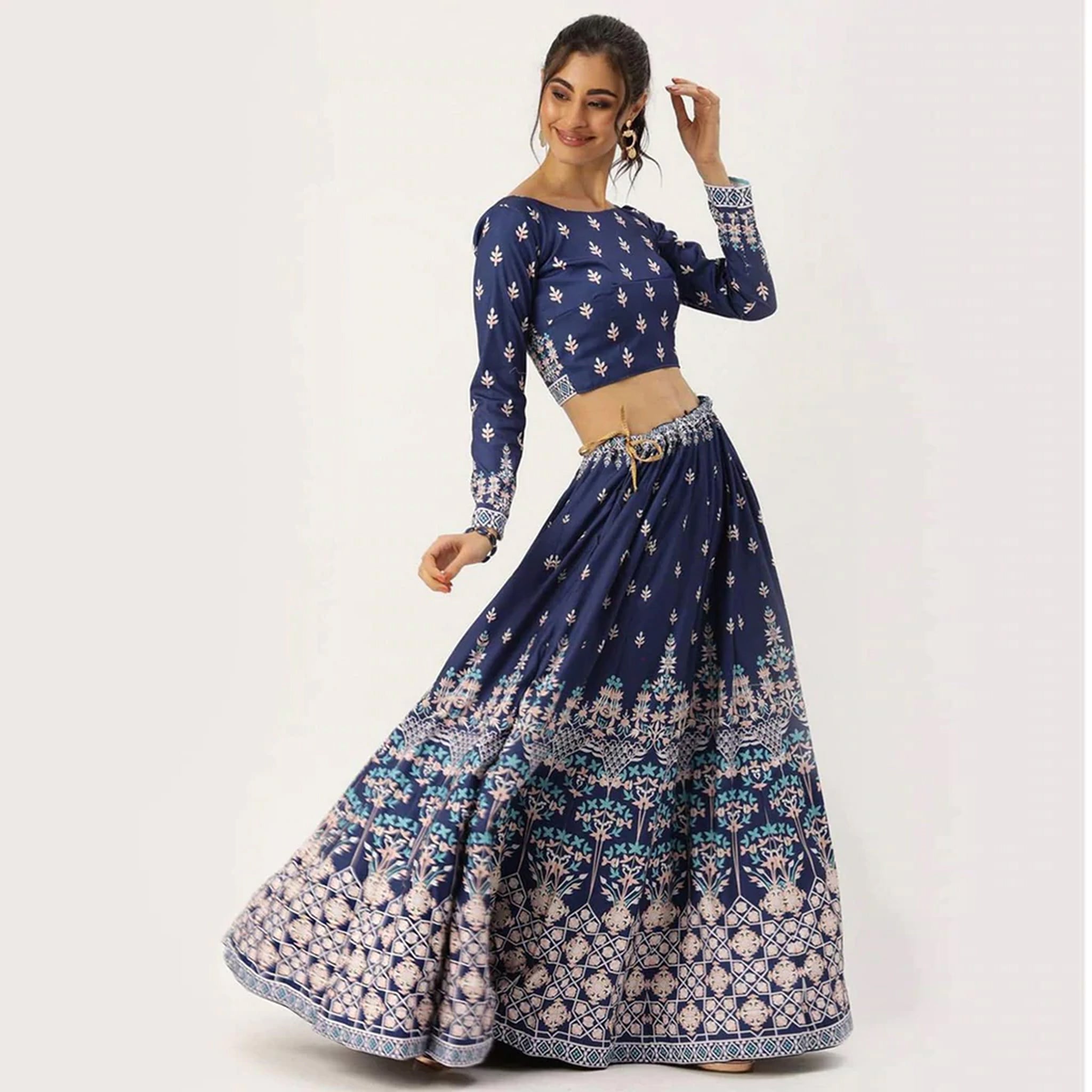 Blue Colored Vaishali Silk Lehenga with Maslin Silk Dupatta ClothsVilla