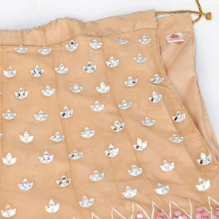 Beige Thread and Foil Mirror Cutwork Lehenga choli ClothsVilla