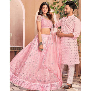 Soft Net Couple Set with Heavy work and soft net Dupatta ClothsVilla