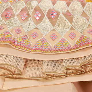 Beige Thread and Foil Mirror Cutwork Lehenga choli ClothsVilla