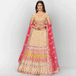 Load image into Gallery viewer, Beige Thread and Foil Mirror Cutwork Lehenga choli ClothsVilla