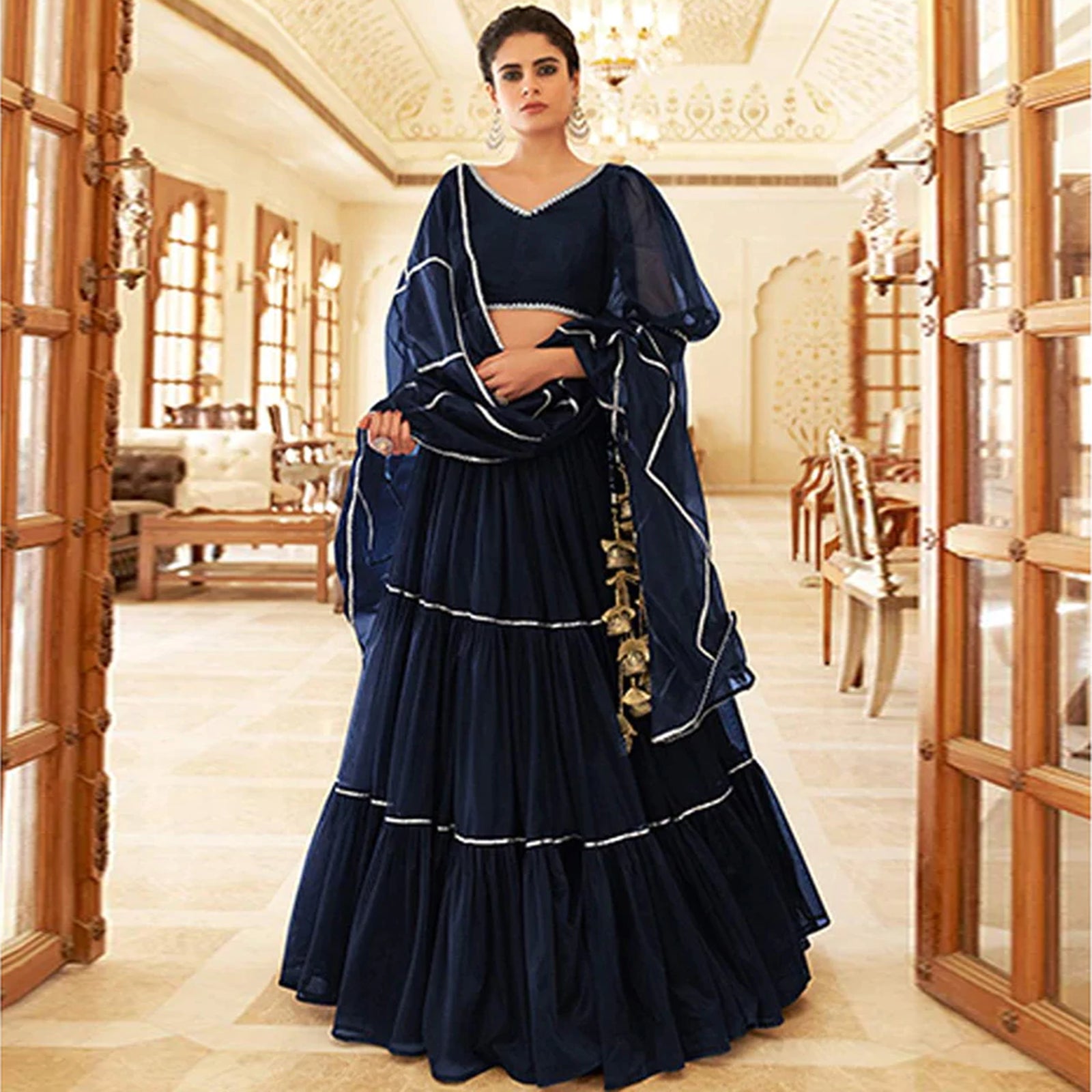 Black Pearl Gota Patti Pattern work Lehenga choli ClothsVilla