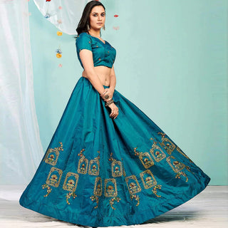 Blue Whale Gota Patti and Zari Stich Without can can work Lehenga choli ClothsVilla