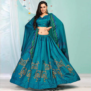 Blue Whale Gota Patti and Zari Stich Without can can work Lehenga choli ClothsVilla