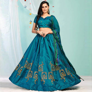 Blue Whale Gota Patti and Zari Stich Without can can work Lehenga choli ClothsVilla