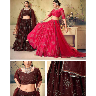Chocolate Georgette Fabrics Lehenga choli ClothsVilla