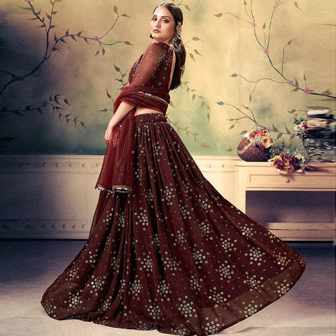 Chocolate Georgette Fabrics Lehenga choli ClothsVilla Main image
